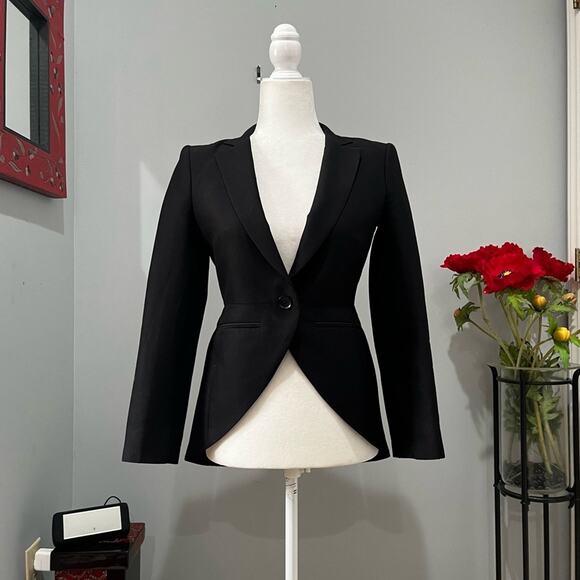 NEW BCBGMAXAZRIA Runway Silk Cotton Tailored Classic Tuxedo Blazer Jacket XXS - Picture 15 of 15